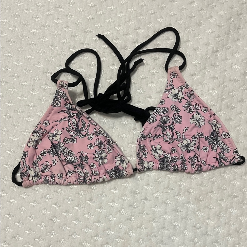 Pink Floral Bikini Top
